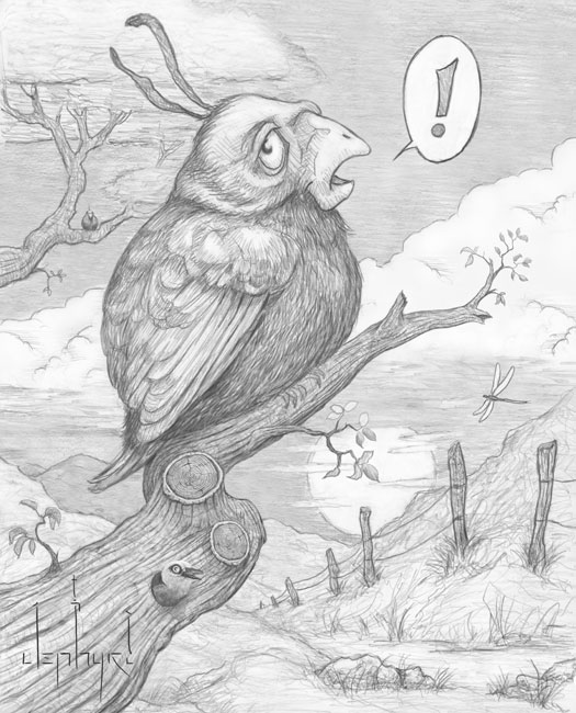 "TWEET!; - Pencil Drawing - Copyright 2019, Jephyr (Jeff Curtis), All Rights Reserved